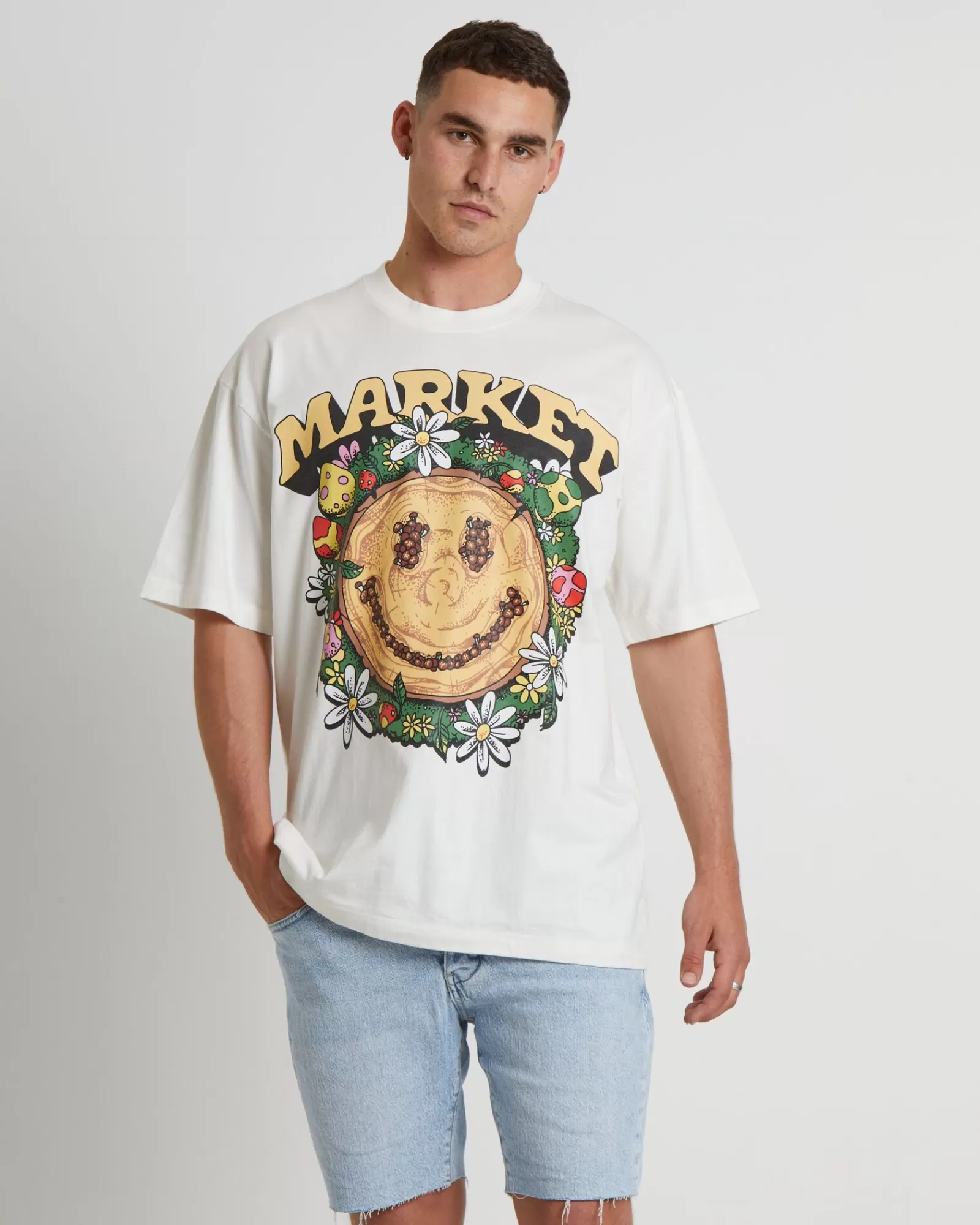 Sale MARKET Smiley Decomposition Short Sleeve T-Shirt In Cloud White