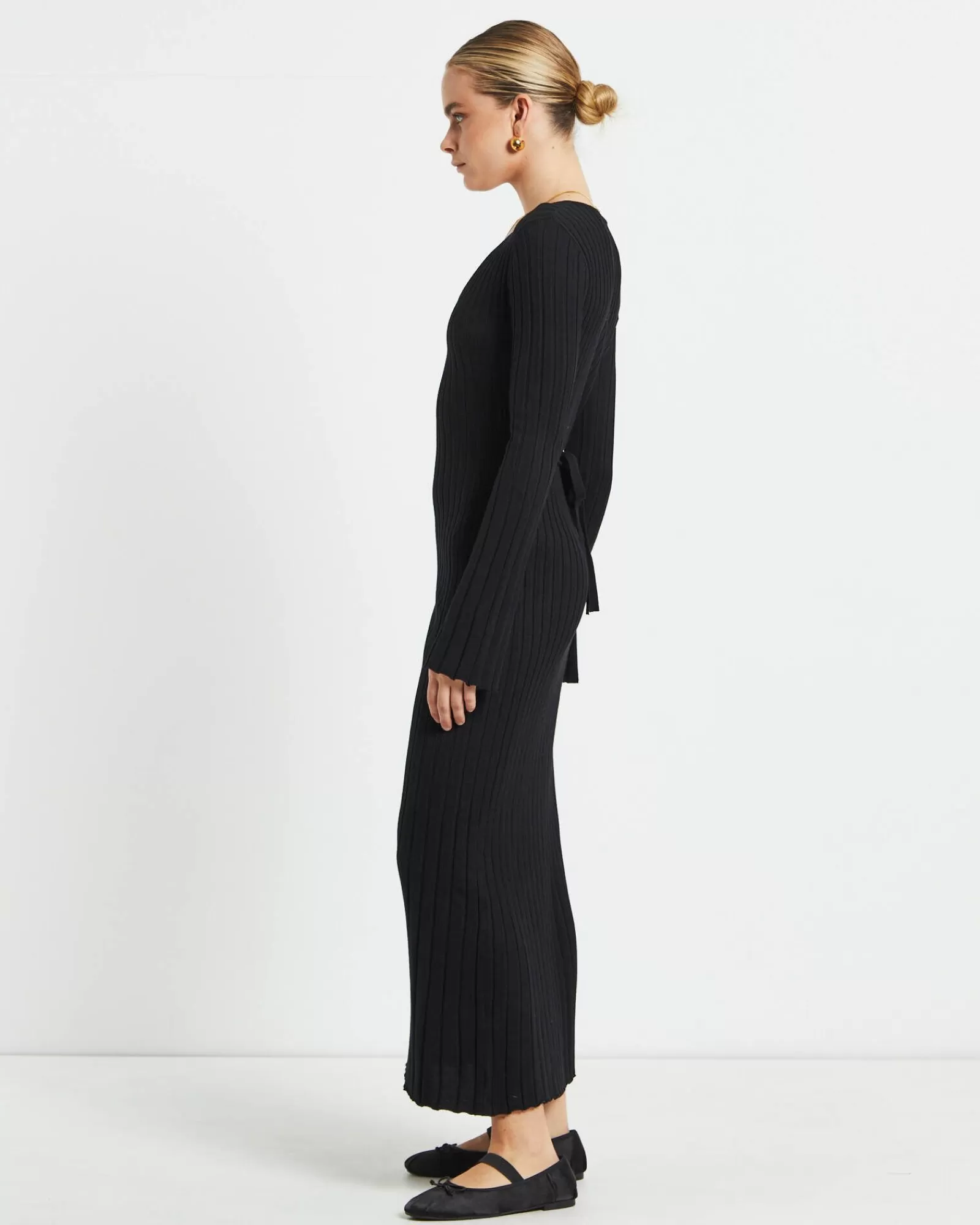 Store SUBTITLED Sophie Long Sleeve Rib Knit Dress Black