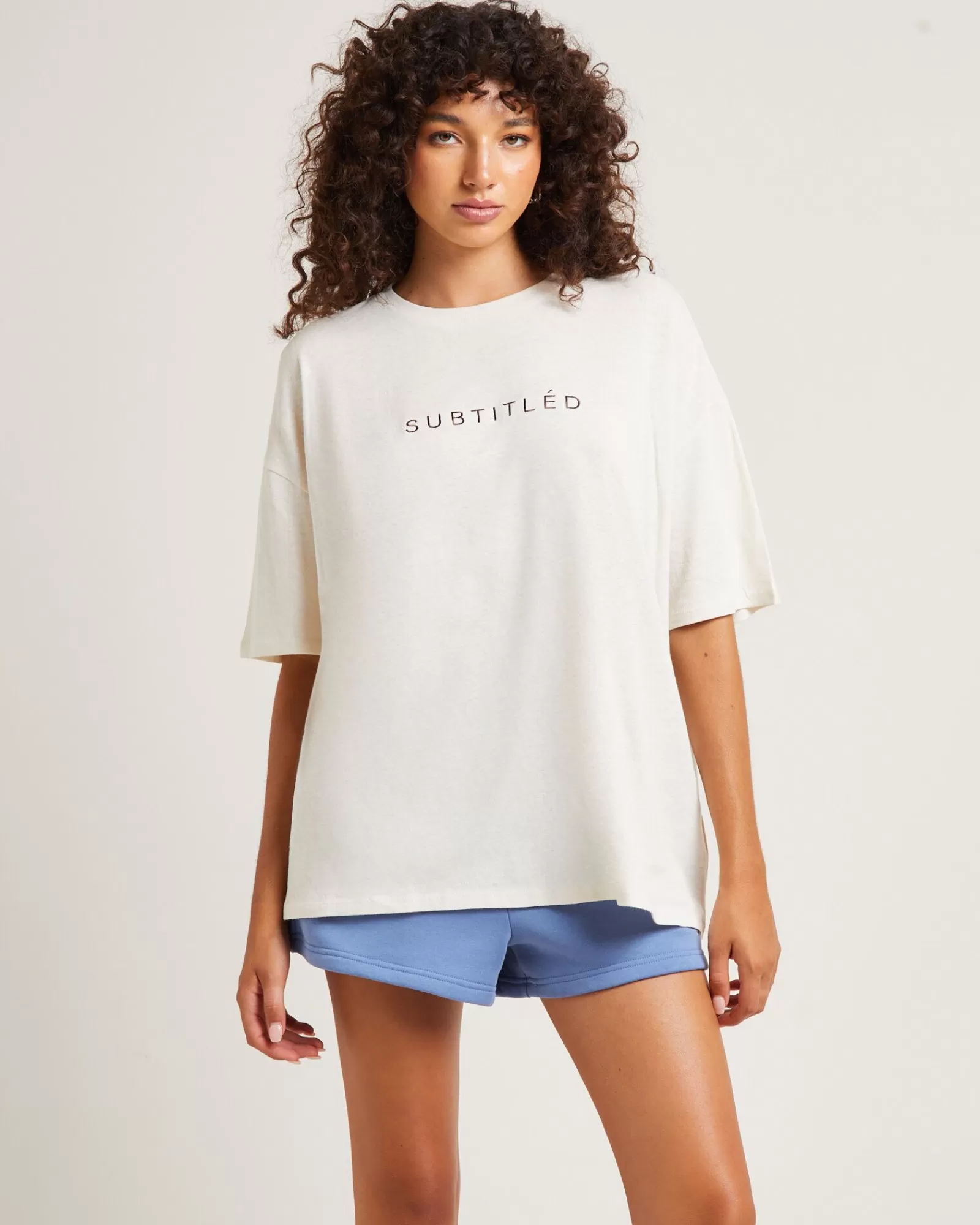 Cheap SUBTITLED State Linen Oversized T-Shirt In Cream