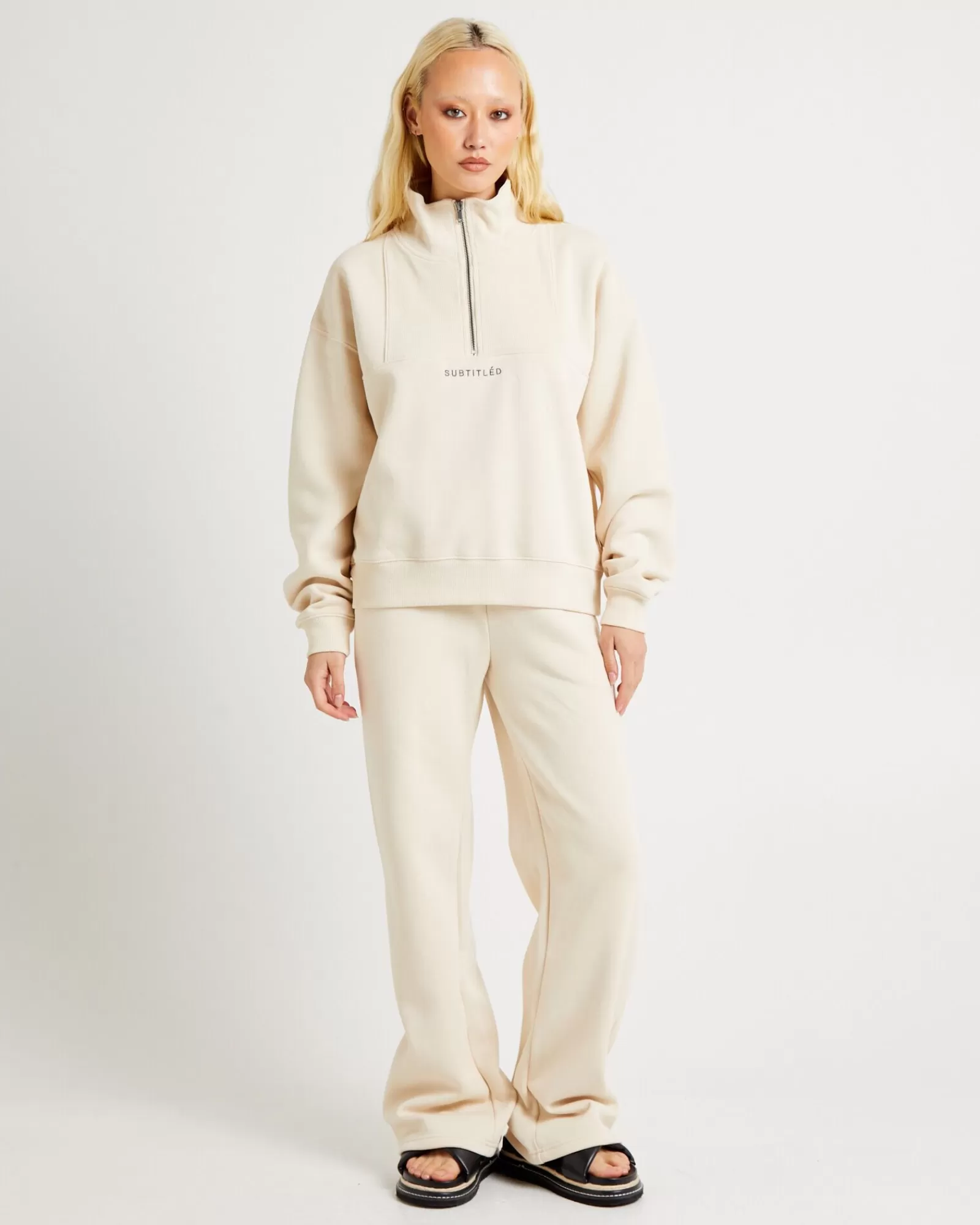 Clearance SUBTITLED State Panelled Zip Front Fleece Oat