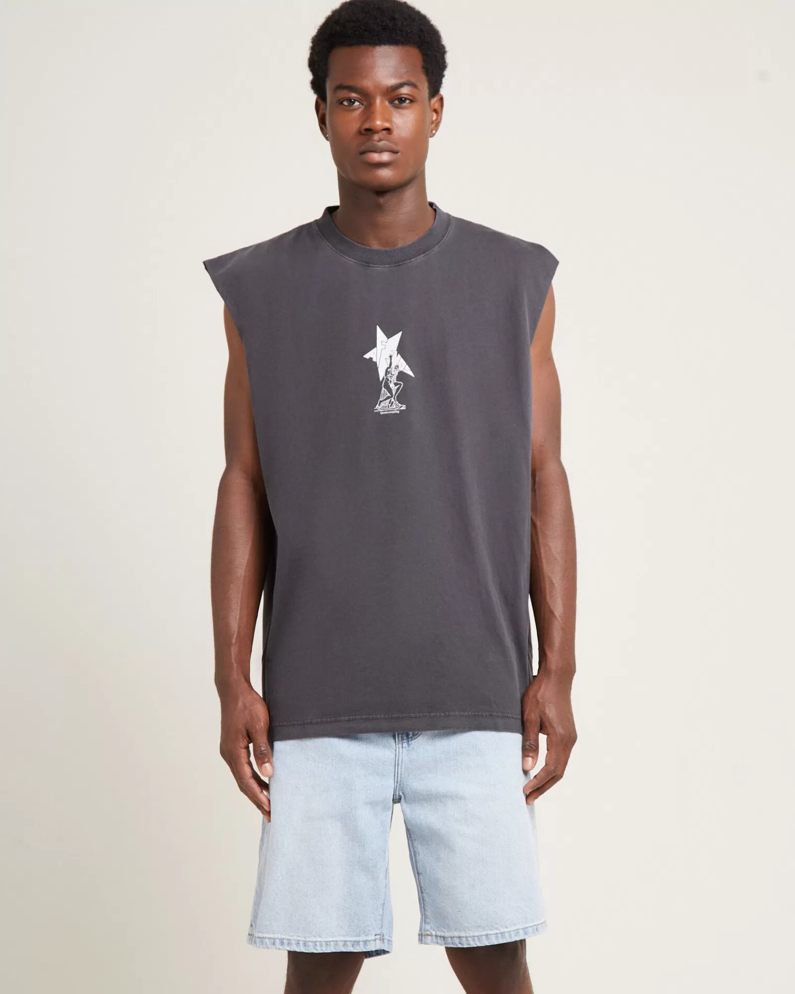 Fashion AFENDS Statue Recycled Sleeveless Tee Stone Black