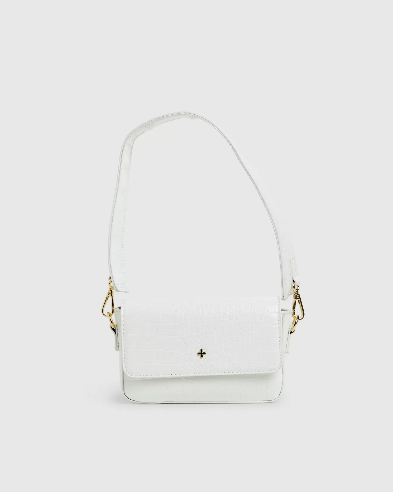 Sale PETA AND JAIN Stella Shoulder Croc Bag White/Gold