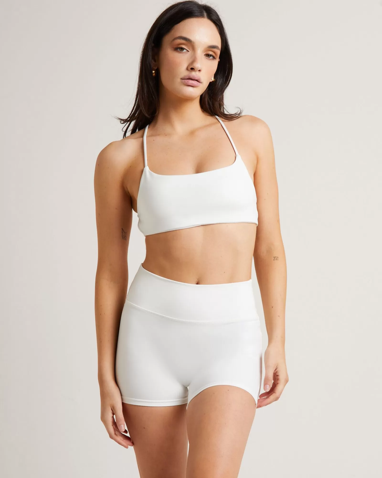 Sale SUBTITLED SPORTS CLUB Stringy Cross Back Crop Top In White