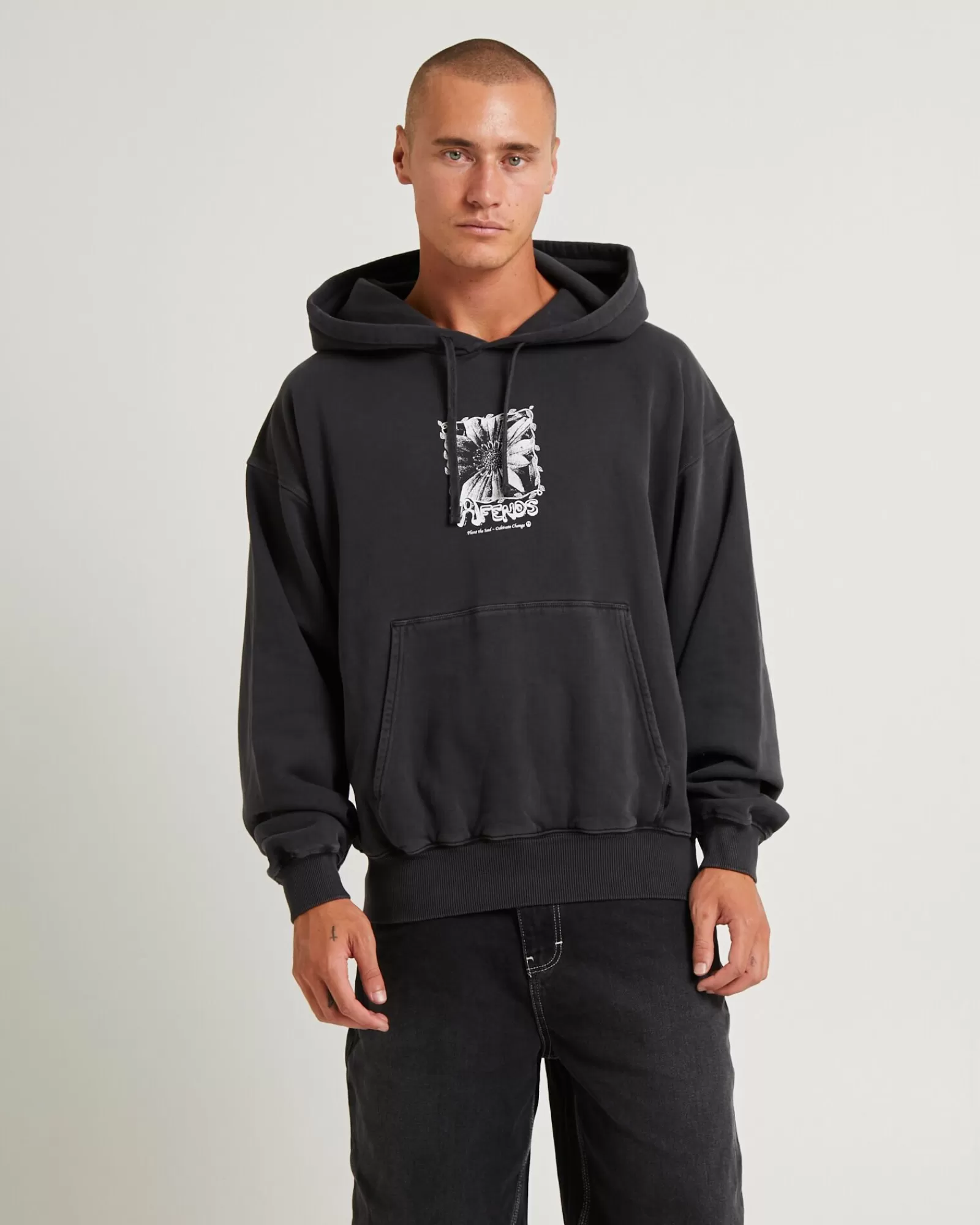 Best AFENDS Sunflower Recycled Pull On Hoodie Charcoal