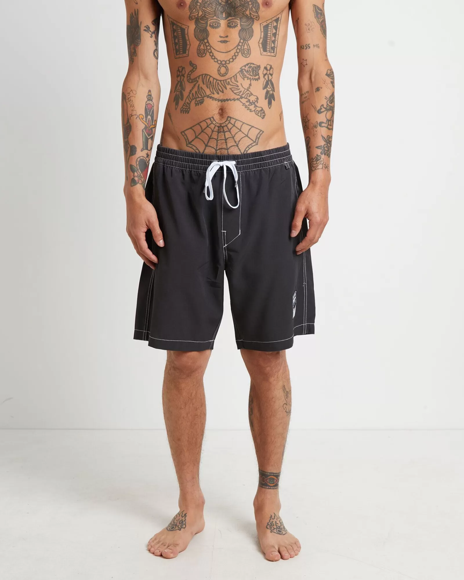 Cheap FORMER Swan Baggy Trunk Boardshorts In Black