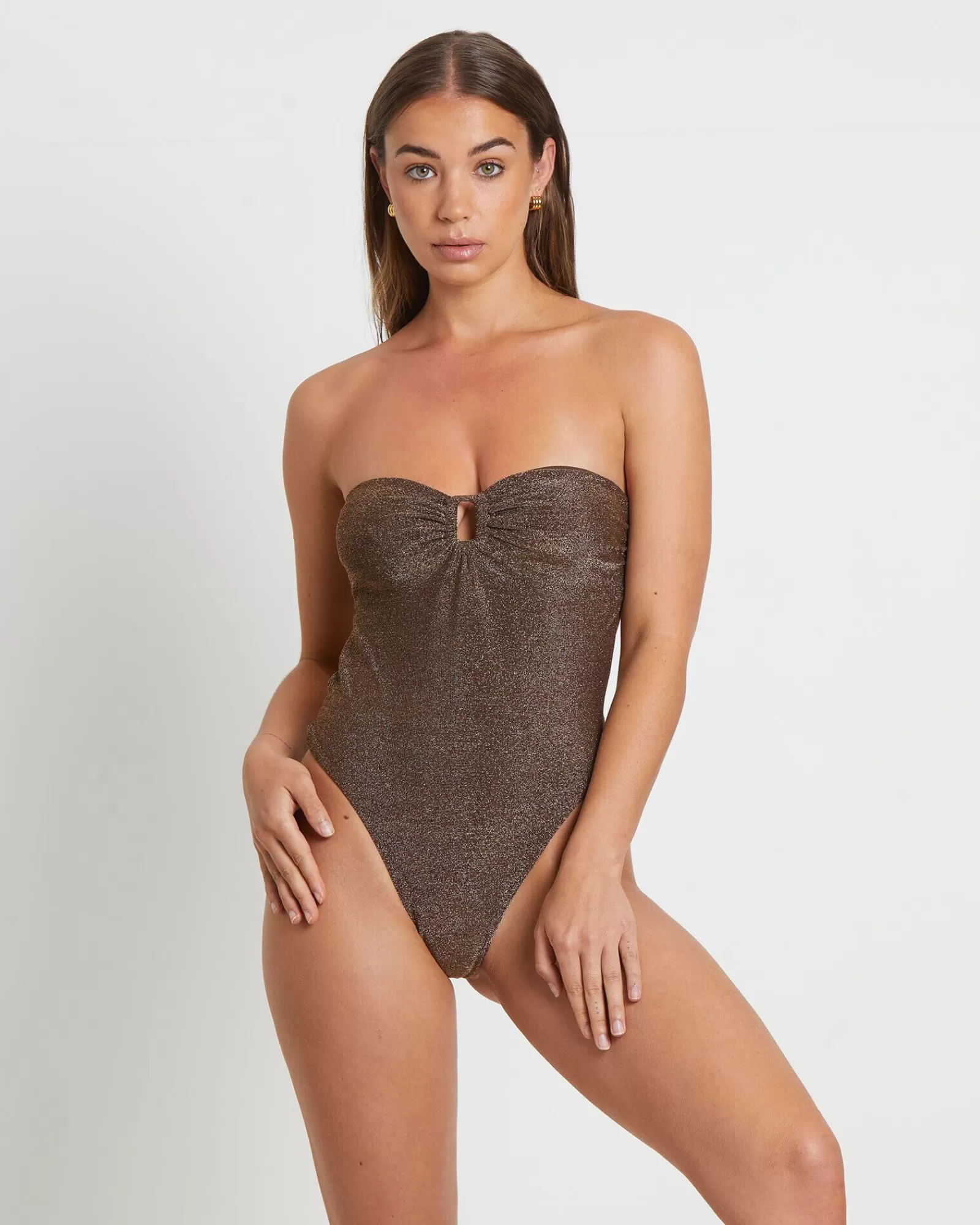 Shop INSIGHT Tahnee Lurex One Piece Swim In Chocolate Brown