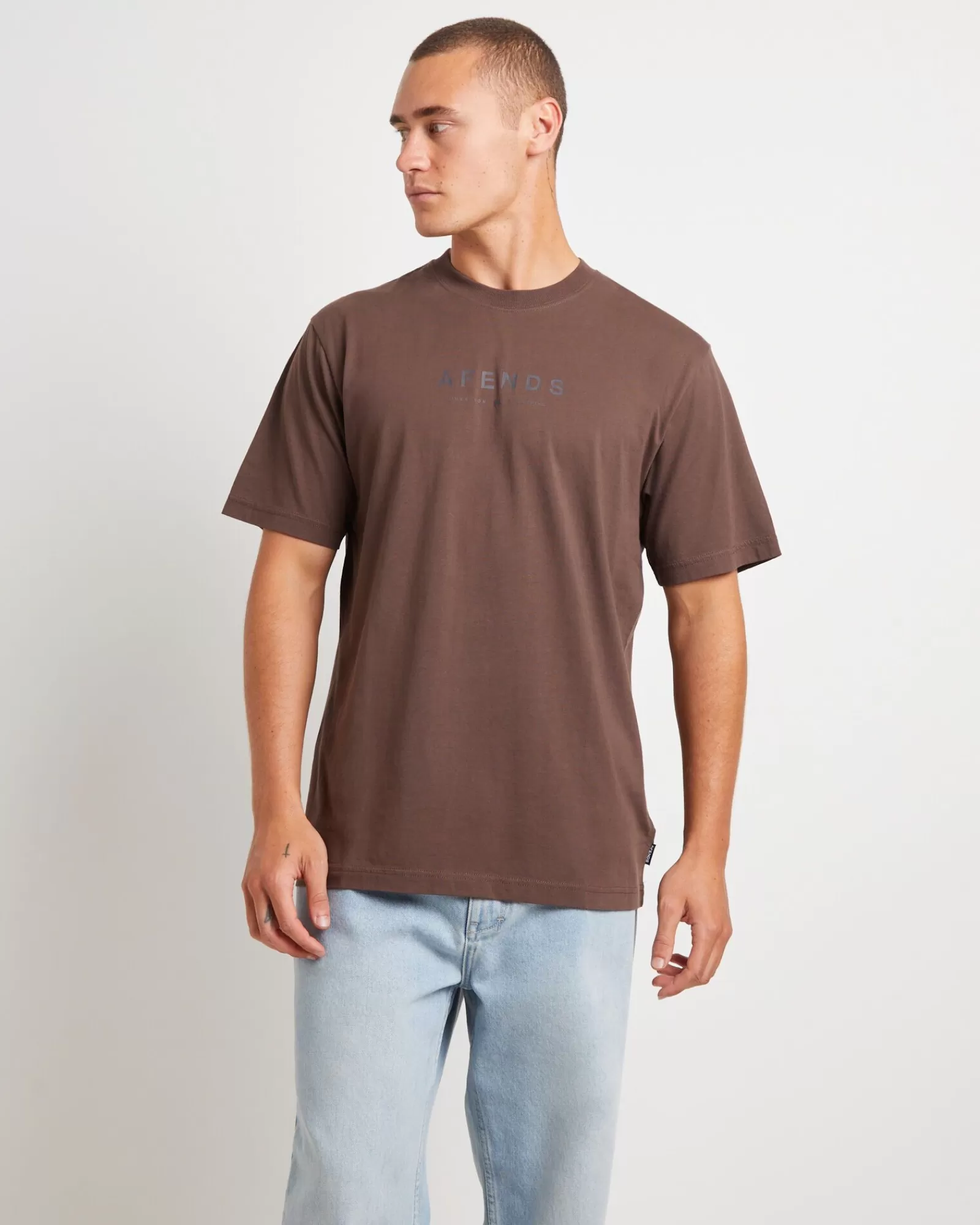 Clearance AFENDS Thrown Out Recycled Retro Fit T-Shirt In Earth Brown