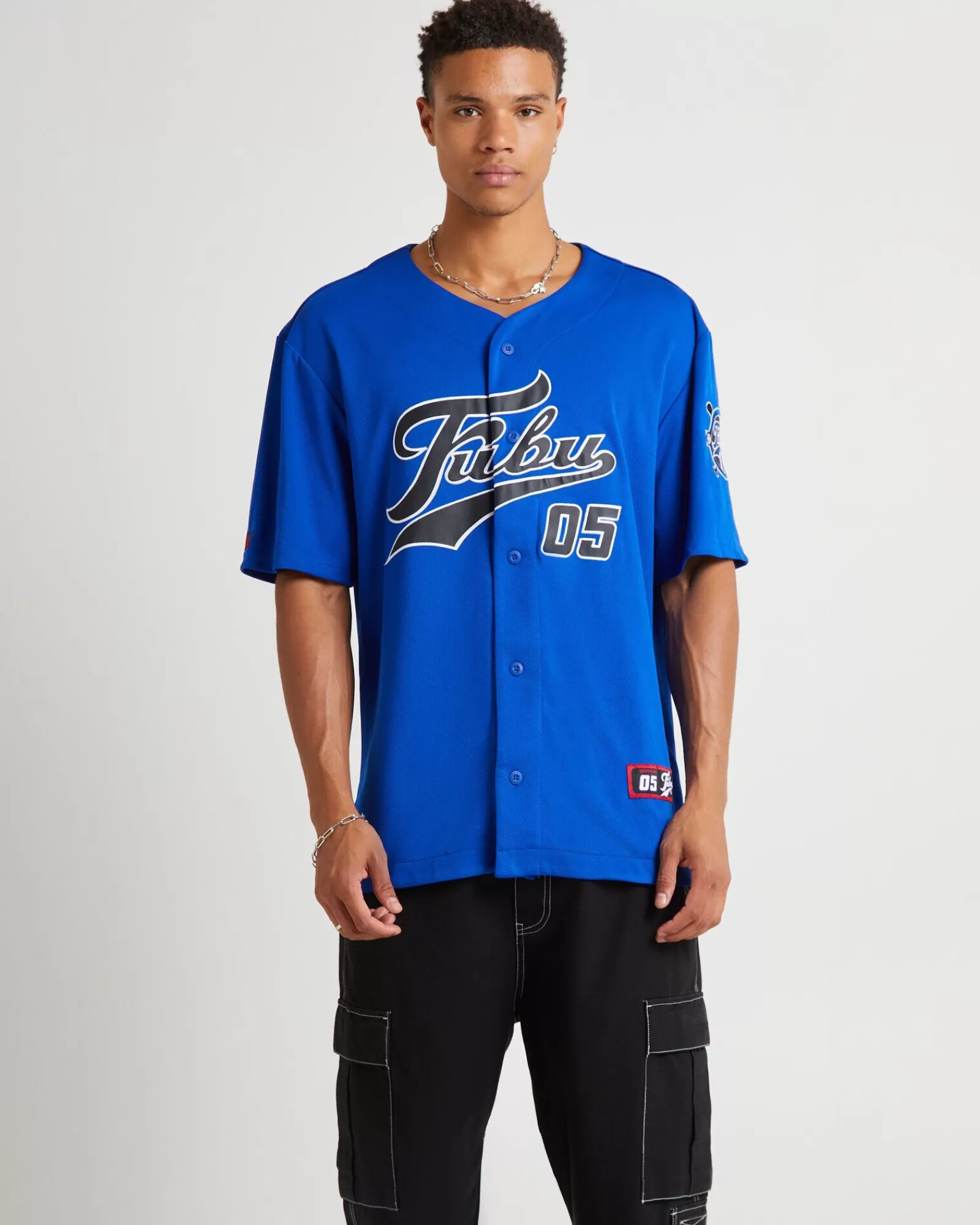 Discount FUBU Varsity Baseball Jersey Blue