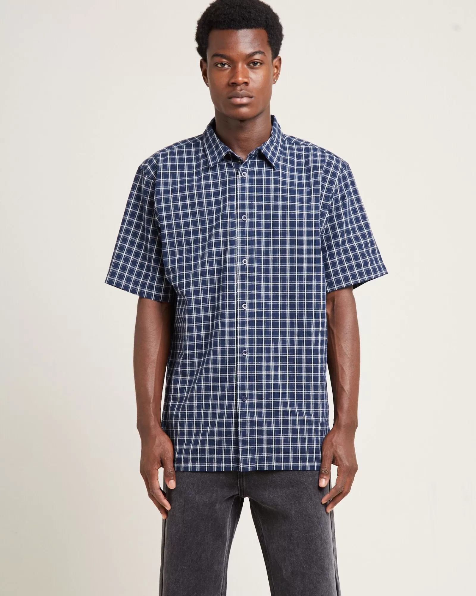 Clearance FORMER Vivian Short Sleeve Shirt Navy Check