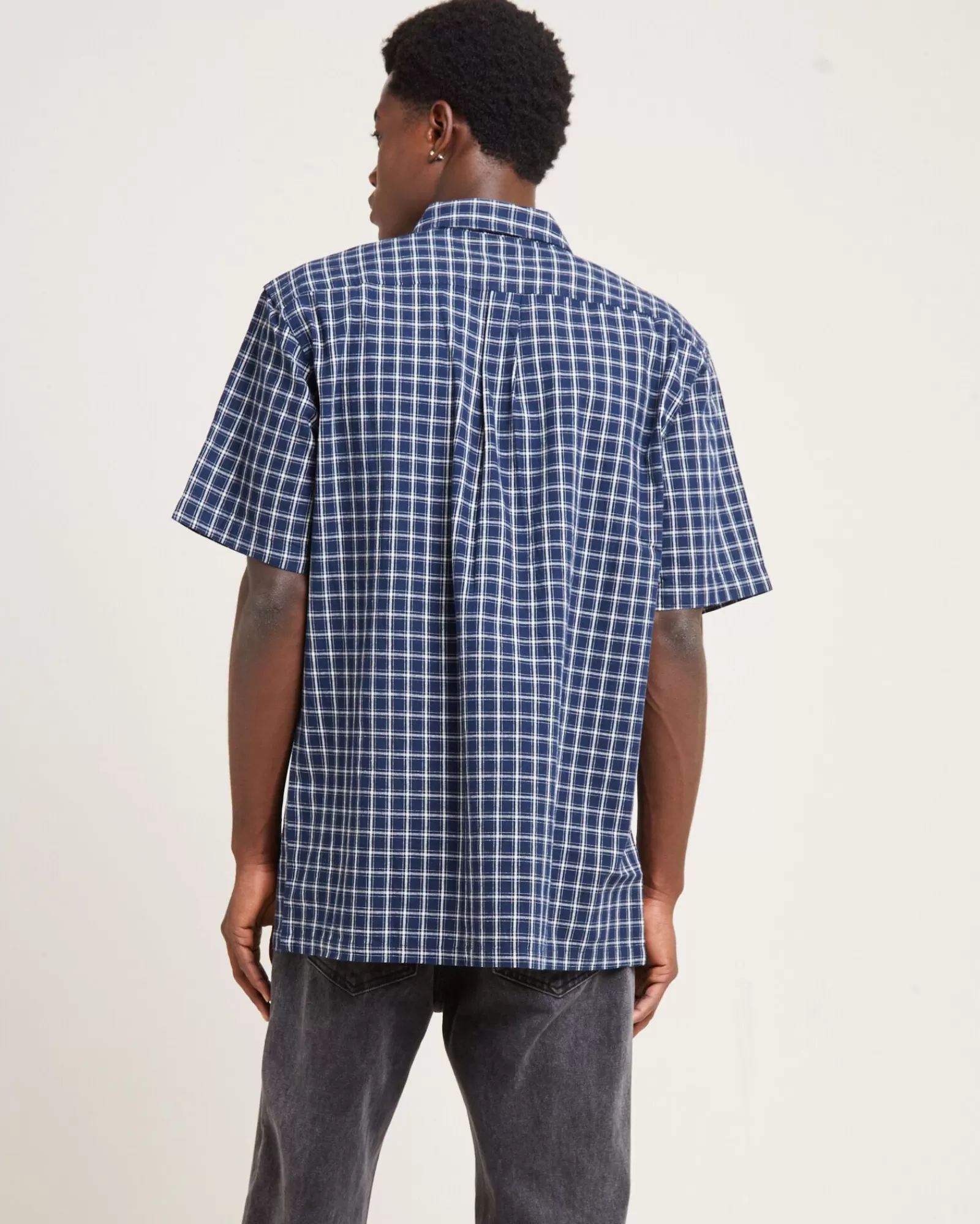 Clearance FORMER Vivian Short Sleeve Shirt Navy Check