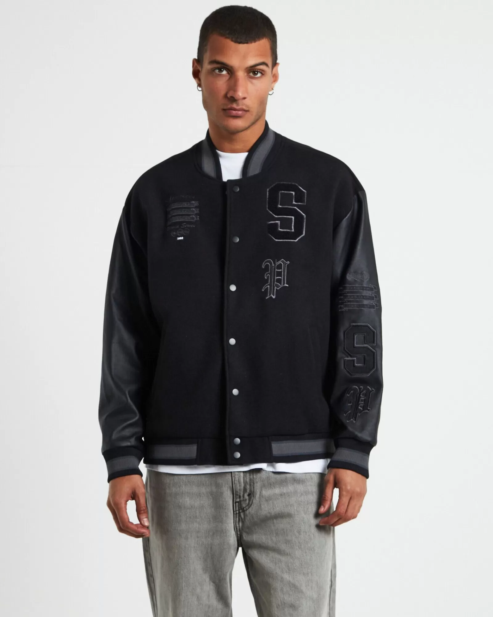 Clearance SPENCER PROJECT World Series Letterman Jacket Black