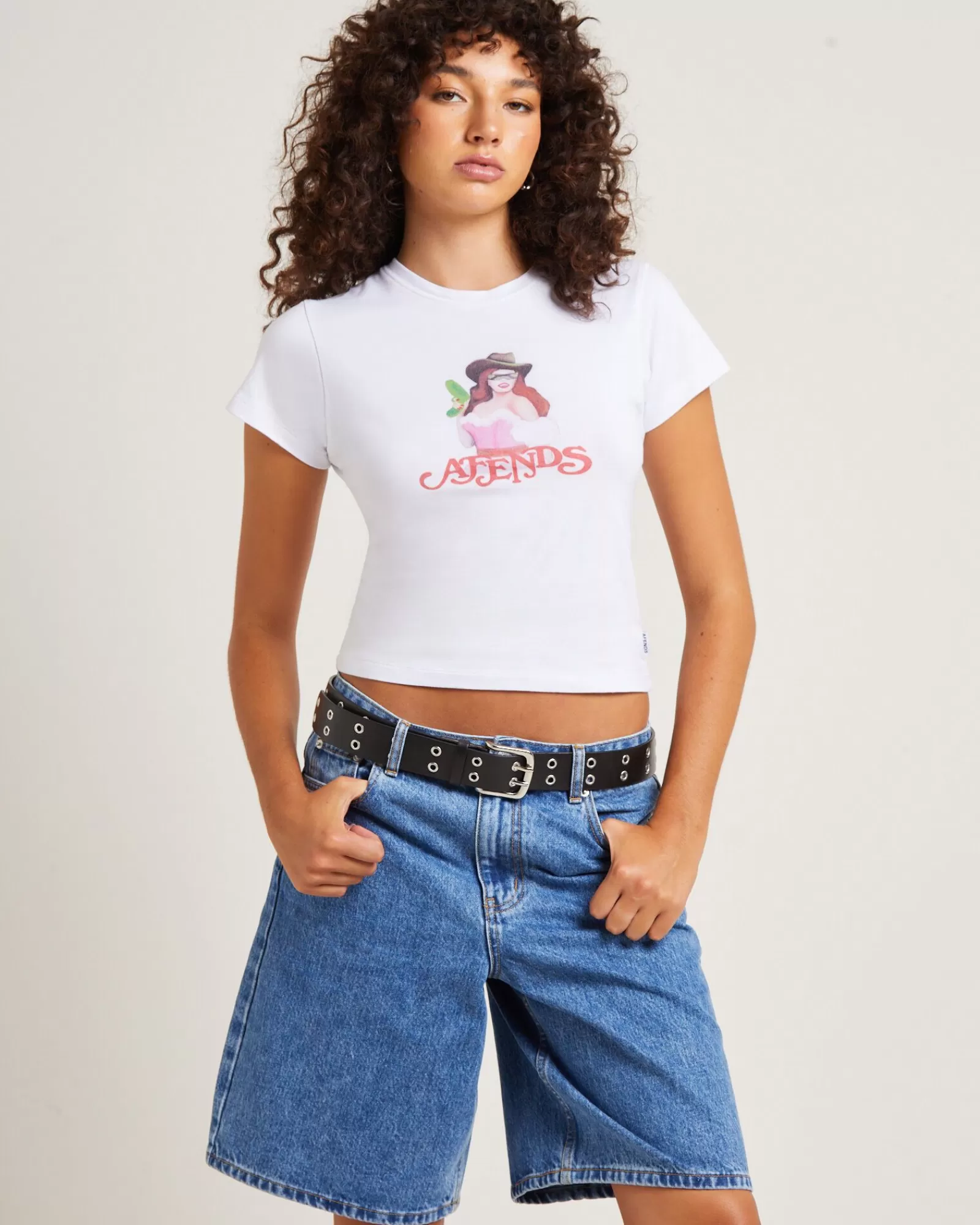 New AFENDS Worlds Above Recycled Baby Tee White